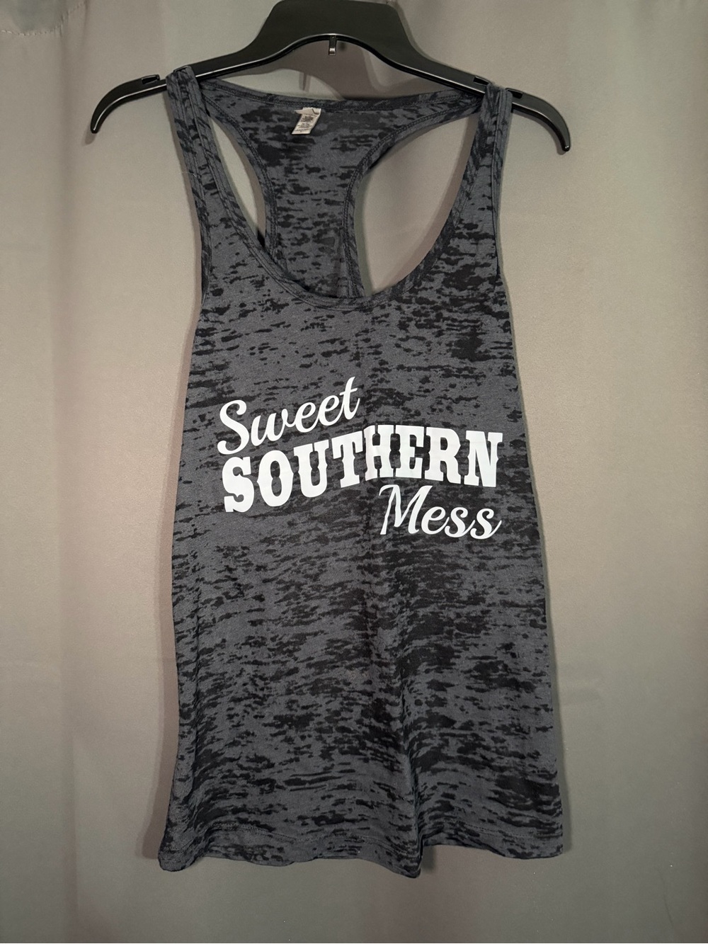 Next Level Apparel Gray Burnout 'Sweet Southern Mess' Racerback Tank